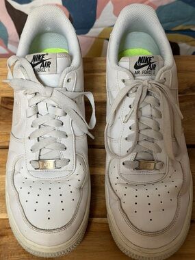 Nike Women’s White Air Force 1 Low-Top Sneakers with Neon Lime Insoles